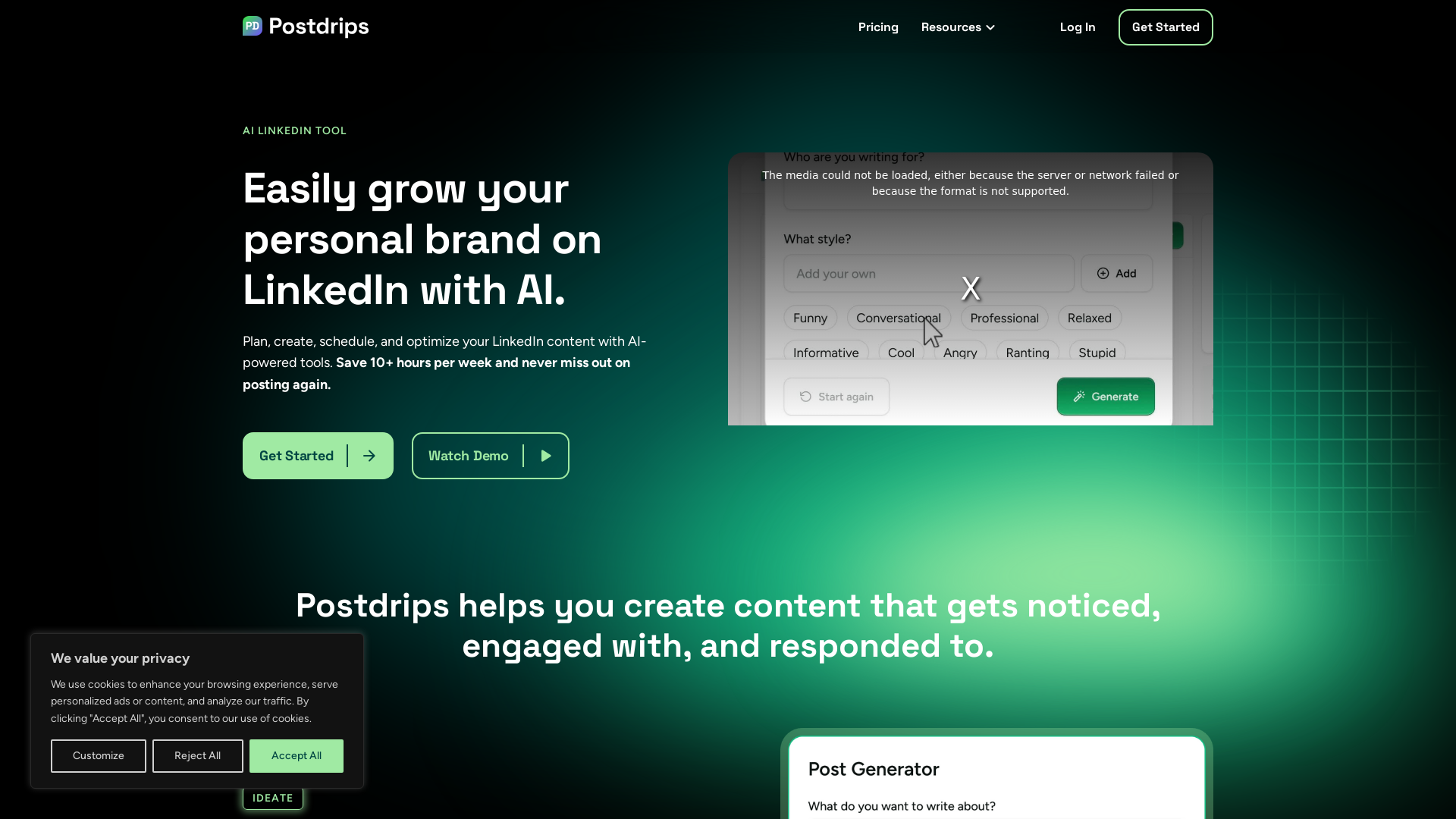 Postdrips: AI LinkedIn Tool