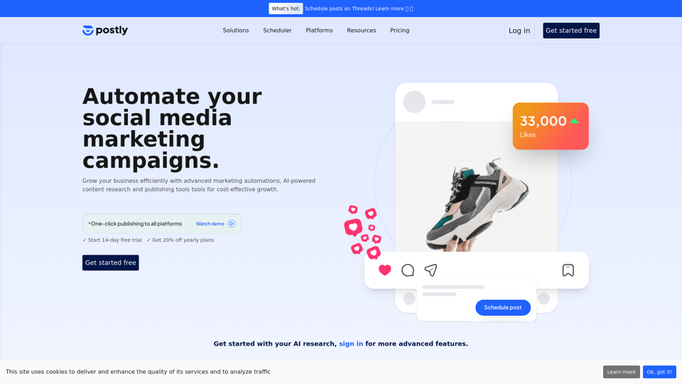 Automate your social media marketing campaigns, powered by AI