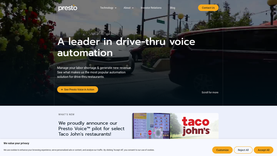 Presto | A.I.-driven automation for drive-thru restaurants