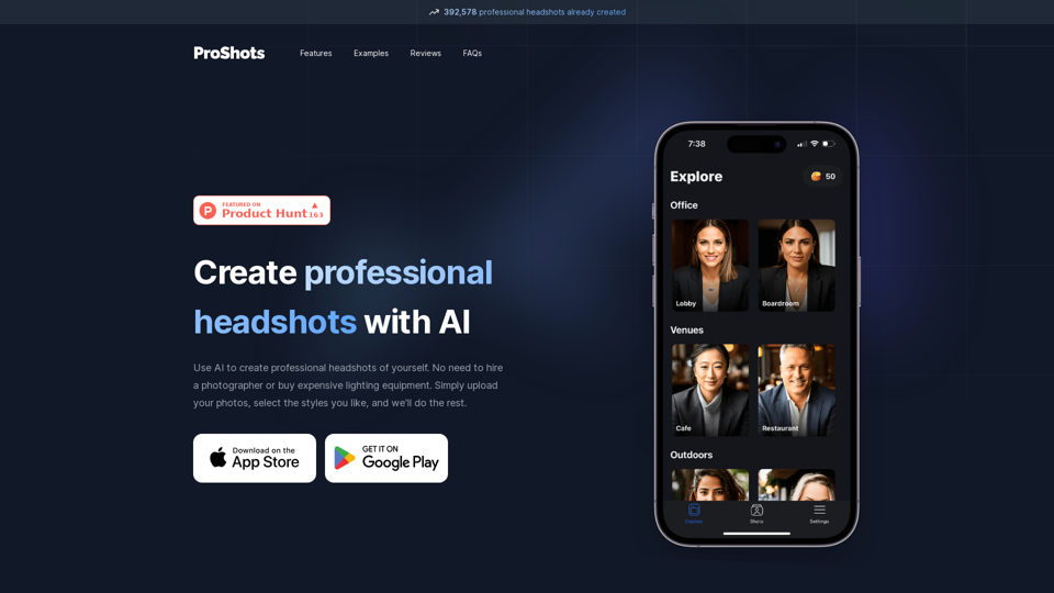 Create Professional Headshots with AI screenshot