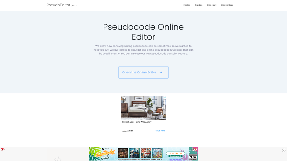 Pseudocode Editor Online - PseudoEditor