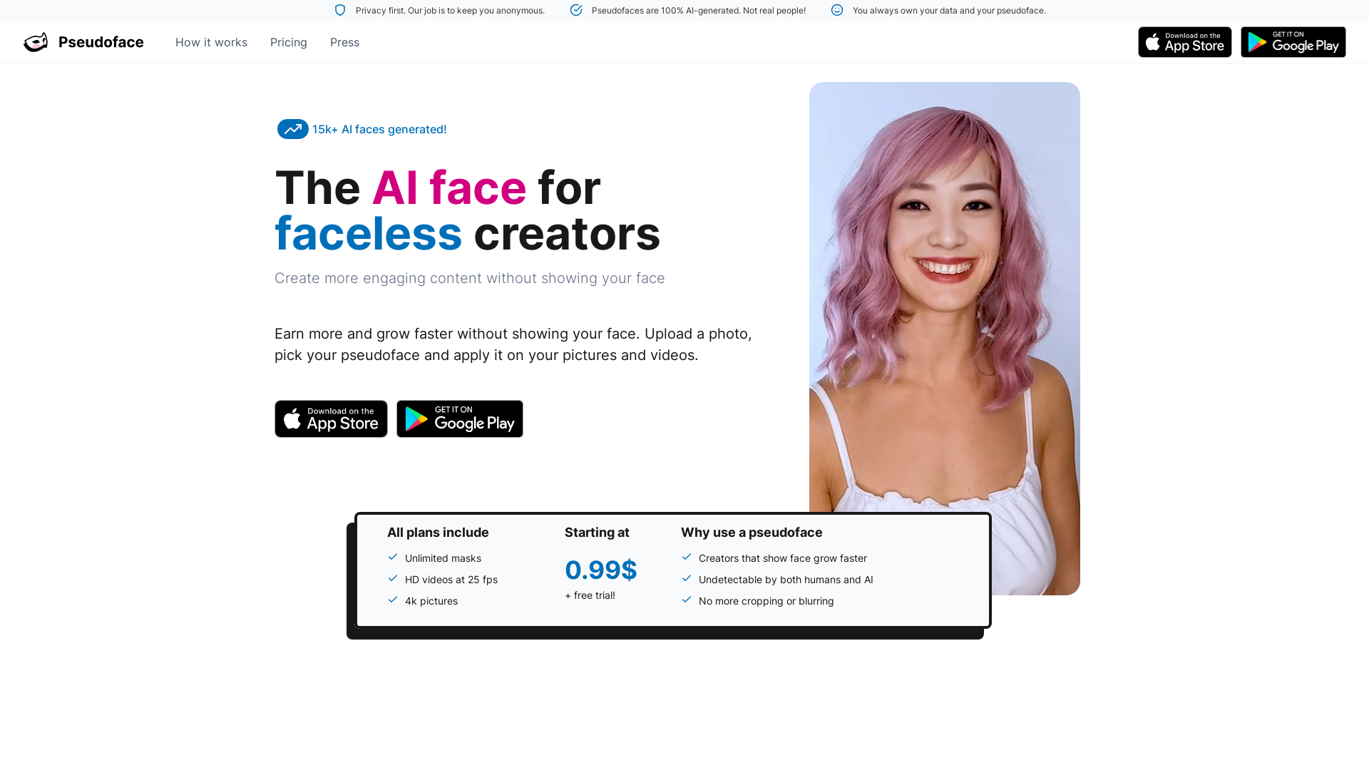 Pseudoface: Create AI content without showing your face
