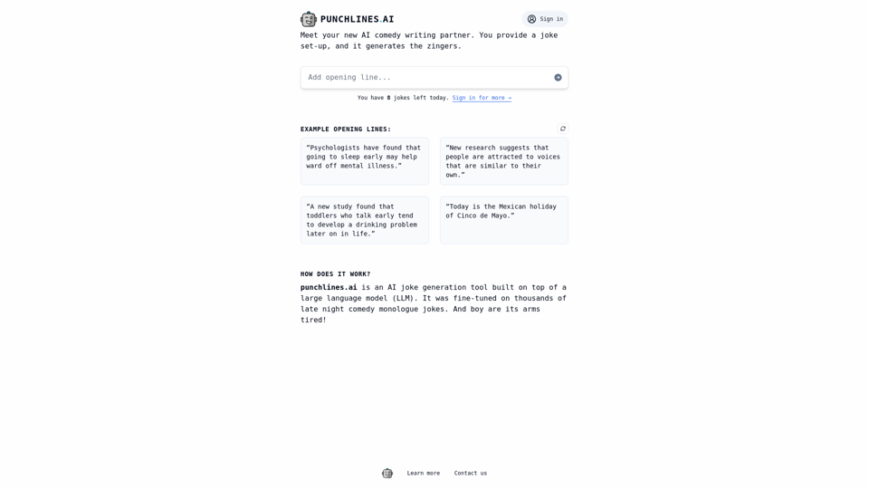 punchlines.ai :: Generate jokes with AI