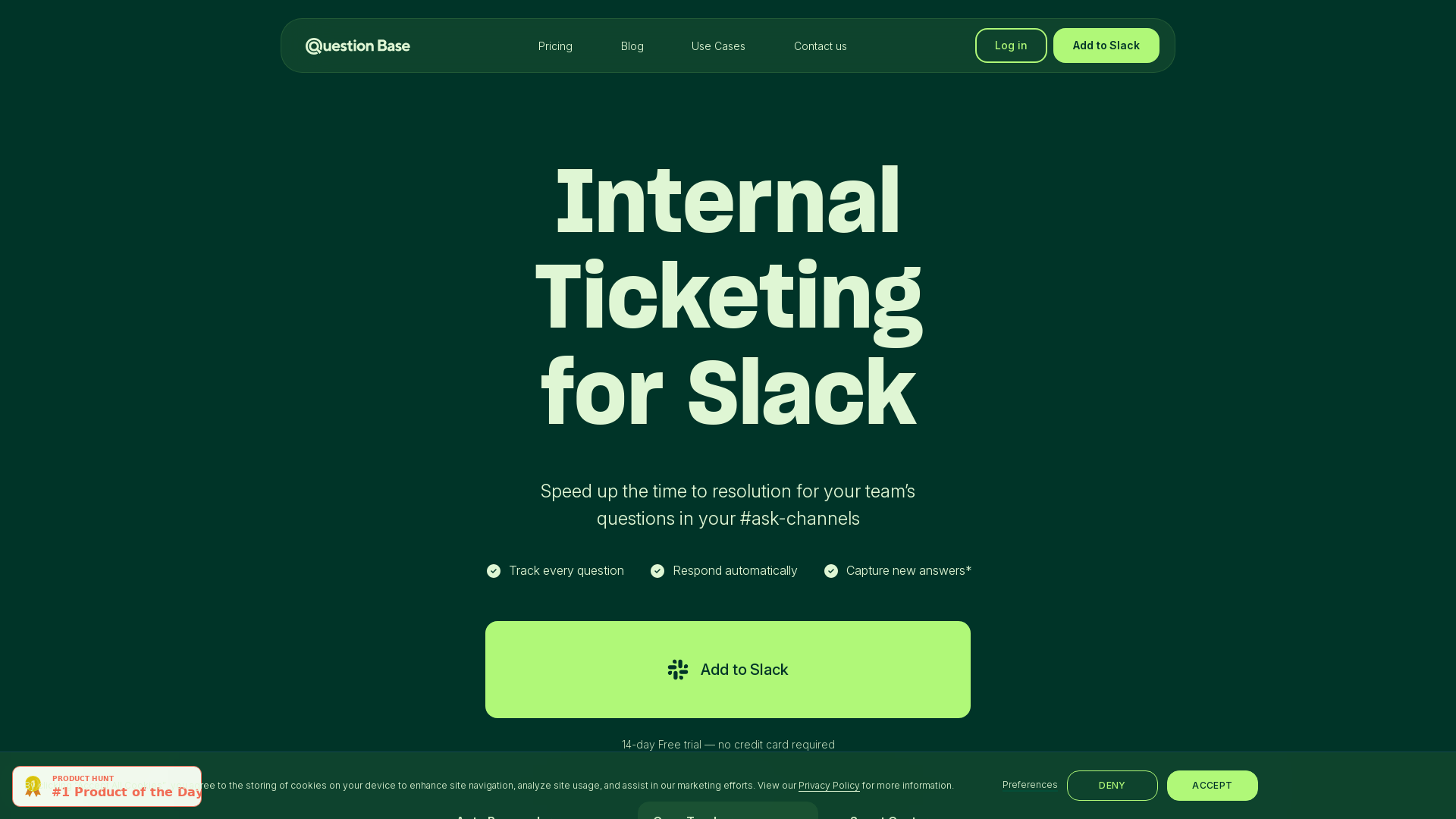 Internal Ticketing System in Slack screenshot