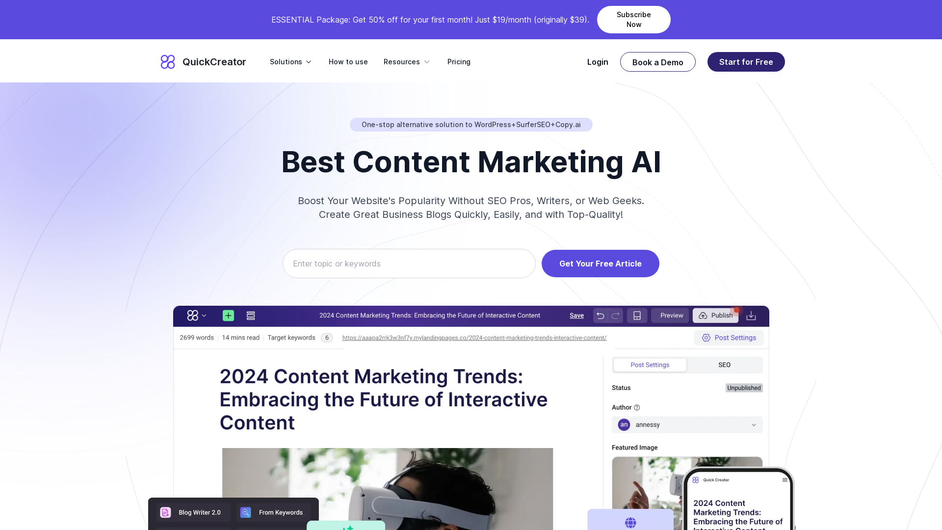 AI Content Marketing Platform screenshot