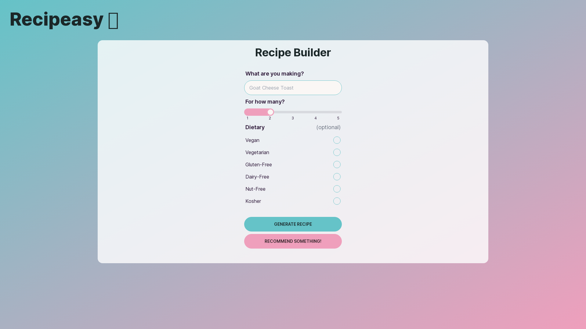 Recipeasy: AI