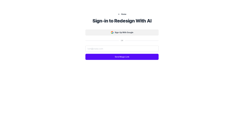 Sign-in to Redesign With AI