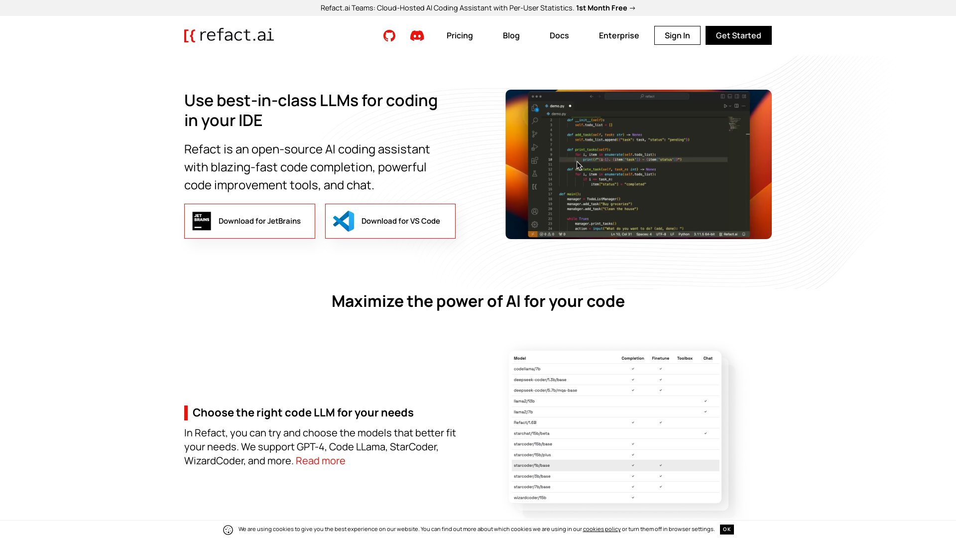 Powerful AI coding assistant that combines completion, refactoring, chat, and more