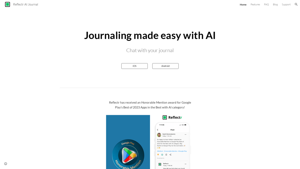 Reflectr AI Journal screenshot