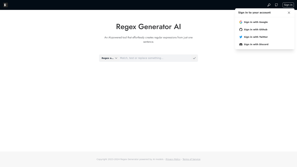 Regex Generator AI - Automatically generate regex.