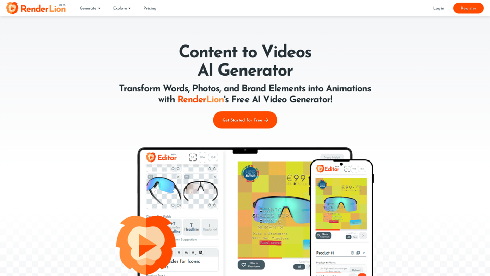 RenderLion - Free AI Video Generator