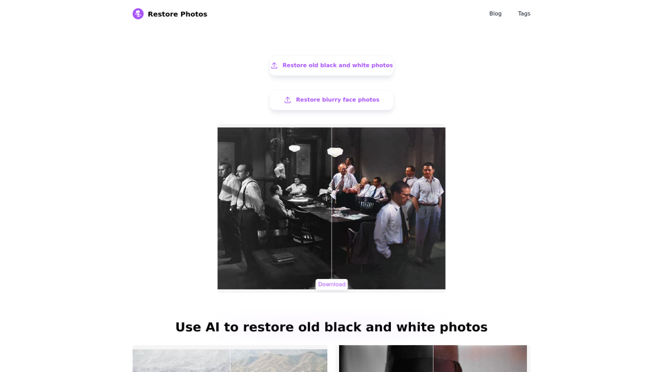 Restore Photos | Use AI to restore old black and white photos and blurry face photos