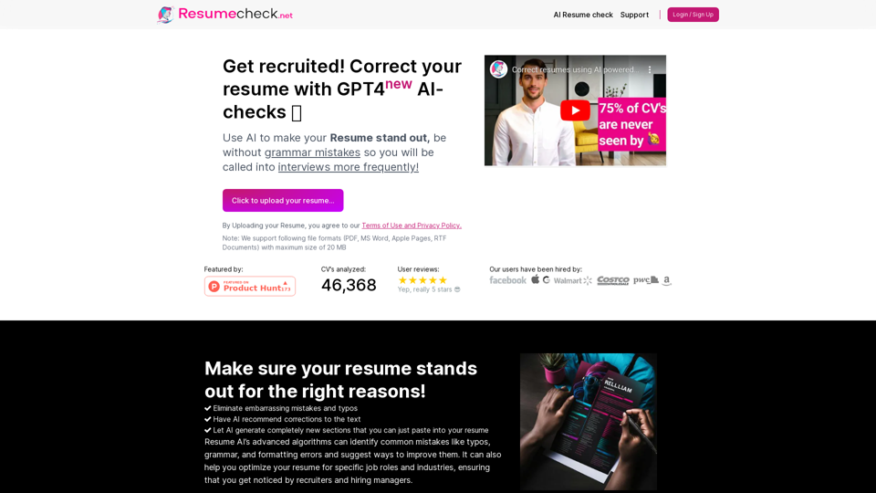 #1 Resume improvement platform | resumecheck.net