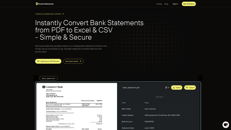 Instantly Convert Bank Statements from PDF to Excel & CSV