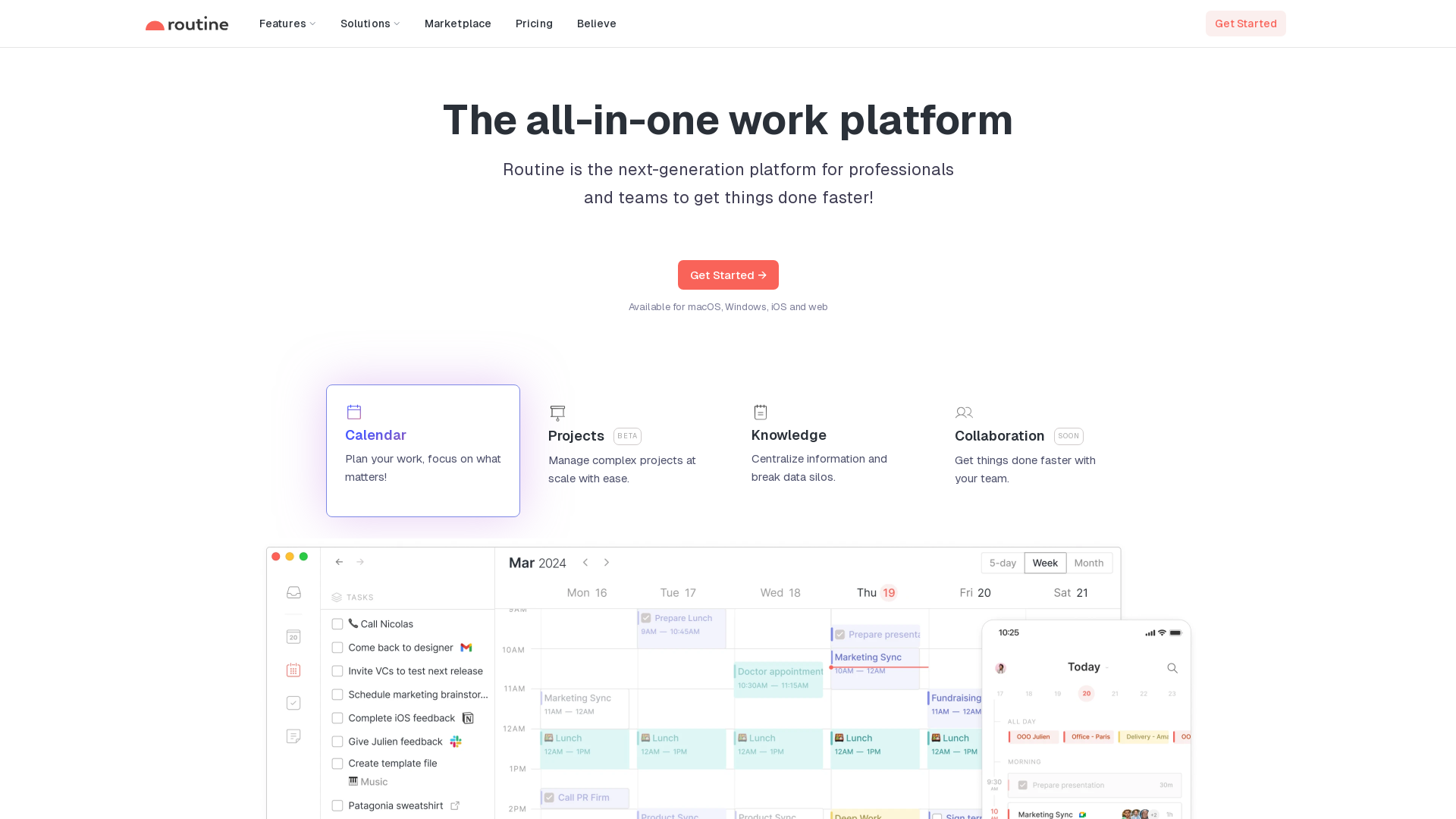 Routine screenshot