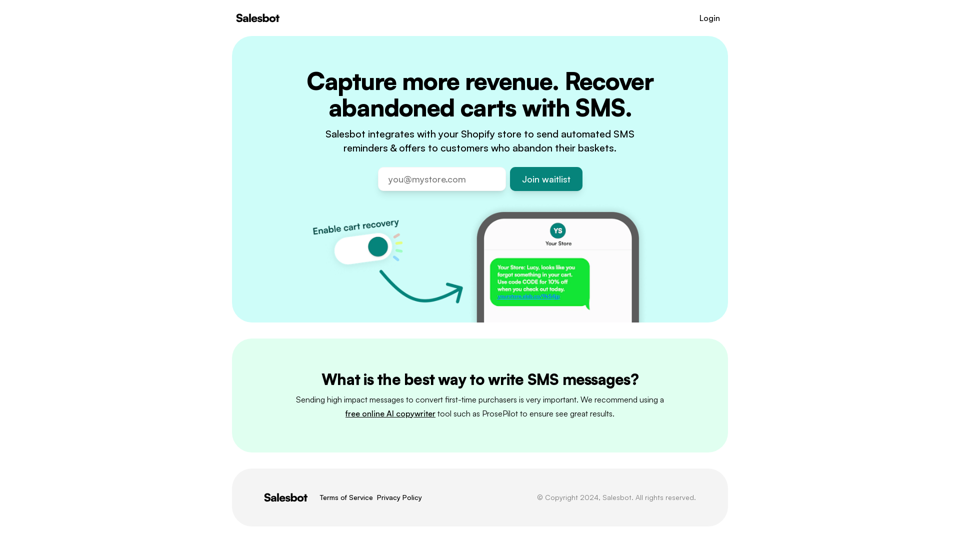 Salesbot - Recover Abandoned Carts with SMS