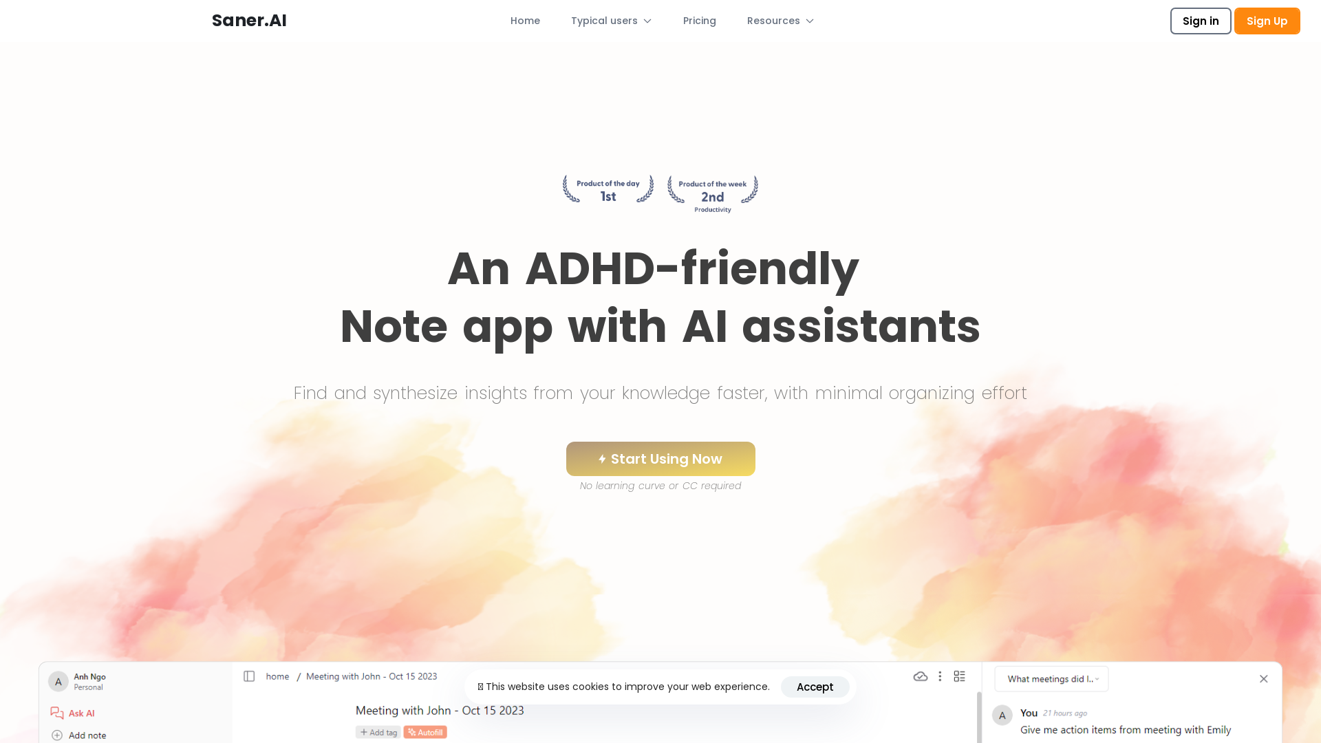 Saner.AI screenshot