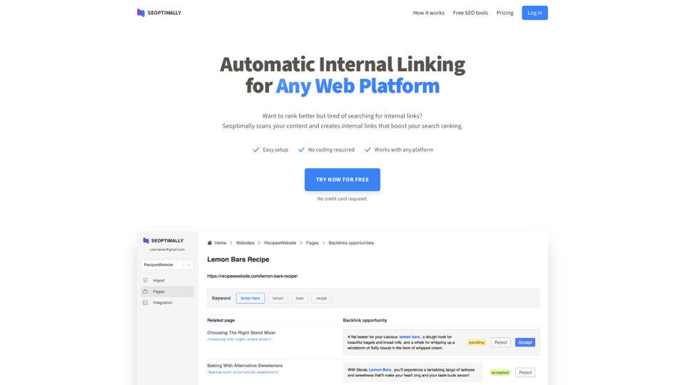 Seoptimally - Automatic Internal Links for Any Web Platform