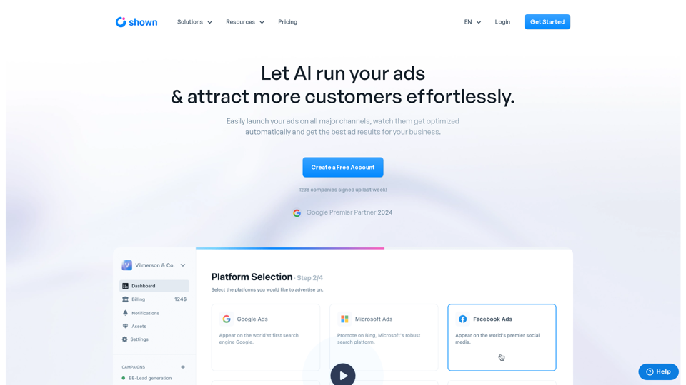 A powerful AI to run and optimise your online ads screenshot