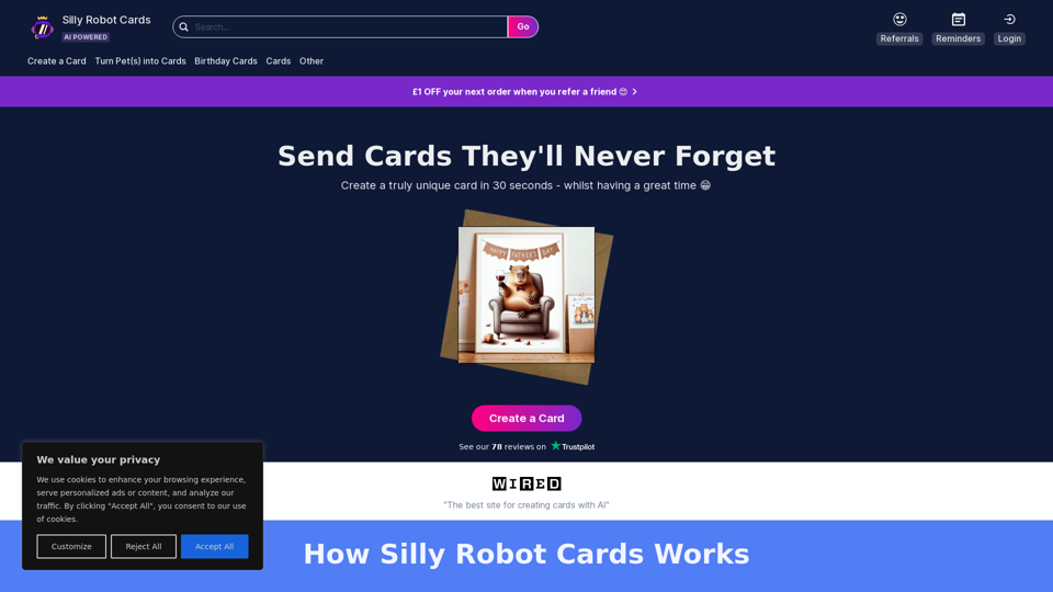 Create One-Of-A-Kind Greetings Cards - Silly Robot Cards