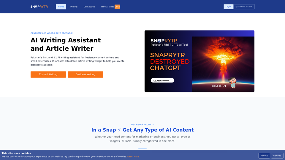AI Writing Assistant, Your 12x faster Article Writer screenshot