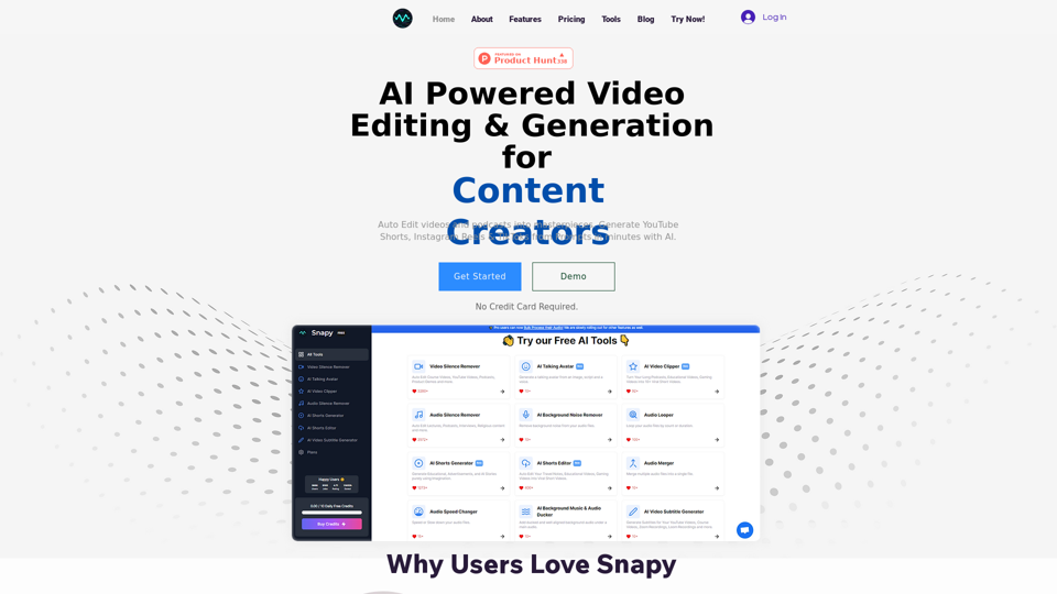 Snapy  | AI shorts maker Free | AI Video Editor | AI Shorts Editing | Video Silence Remover| AI Video Editor | Snapy AI