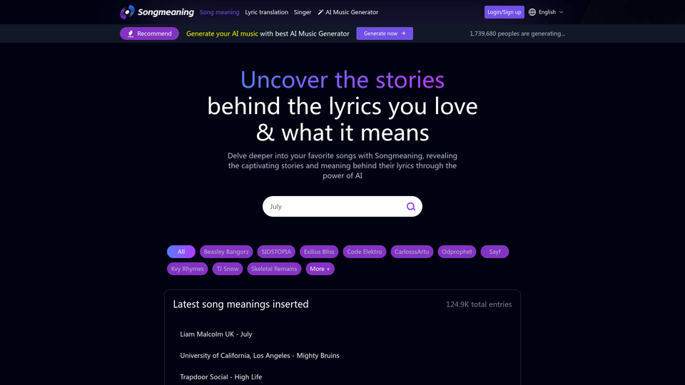 Song meaning screenshot