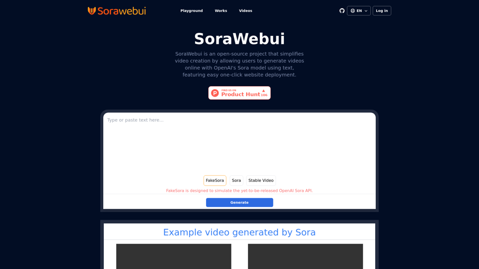 SoraWebui screenshot