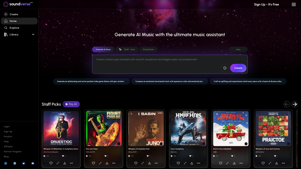 Soundverse AI - AI Music Generator and Music Assistant