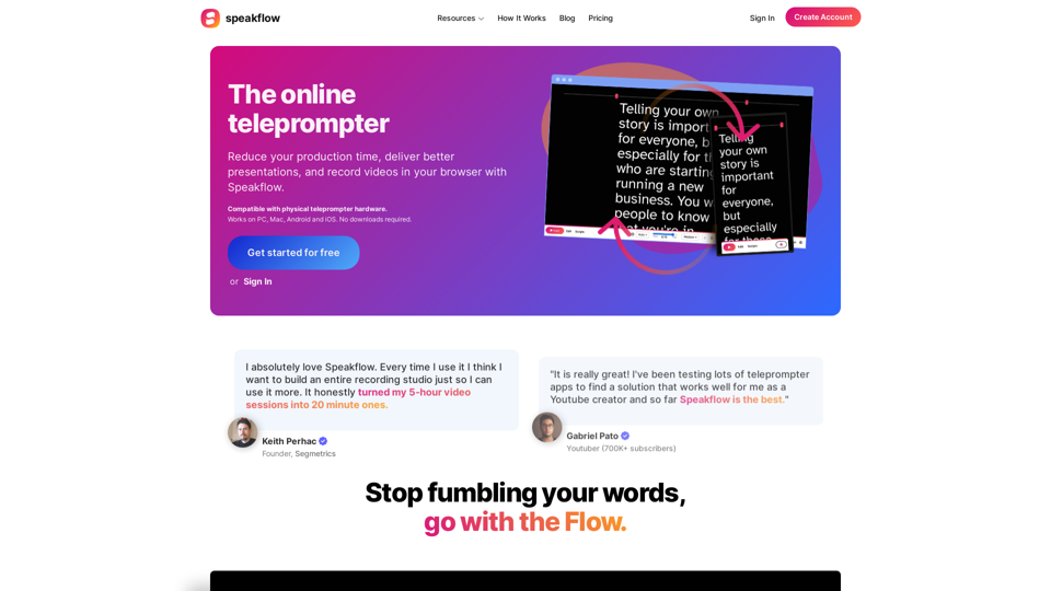 Speakflow — Online Teleprompter - AI Powered