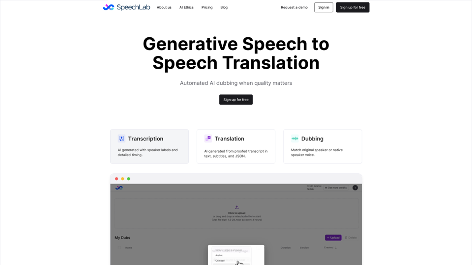 Speechlab - Automate Your Dubbing Needs