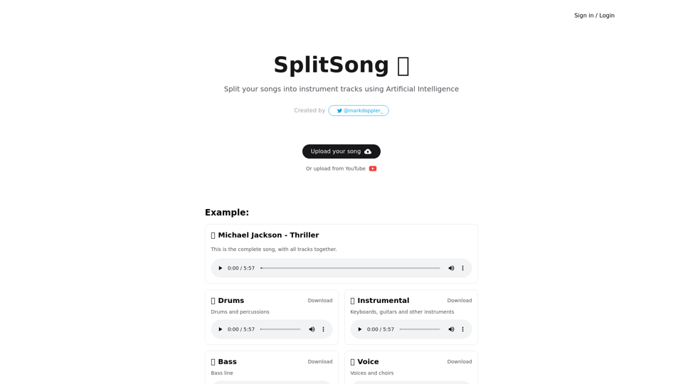 SplitSong.com screenshot