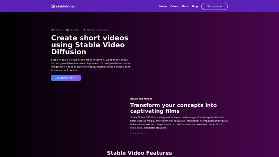 Stable Video Diffusion Online screenshot