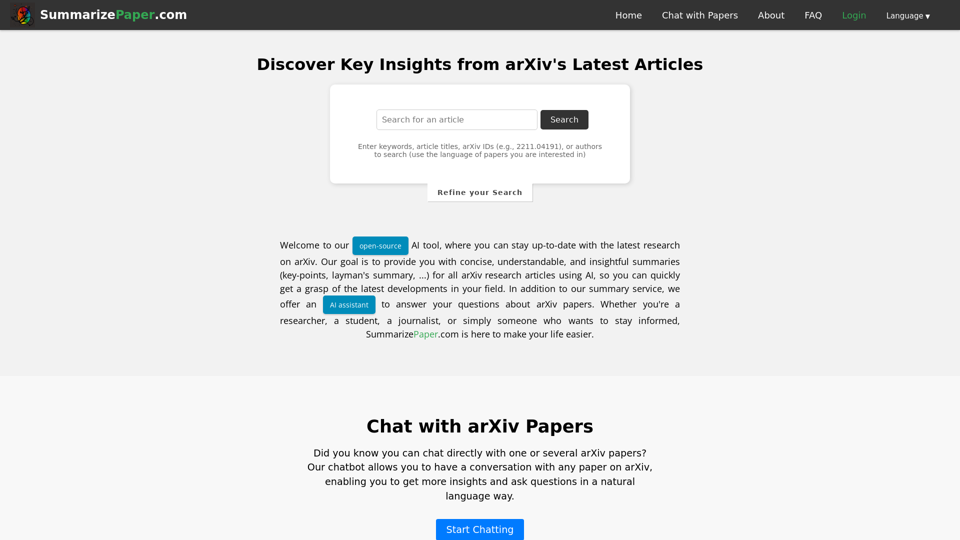 AI-Powered arXiv Paper Summarization - Ask questions about a Paper
