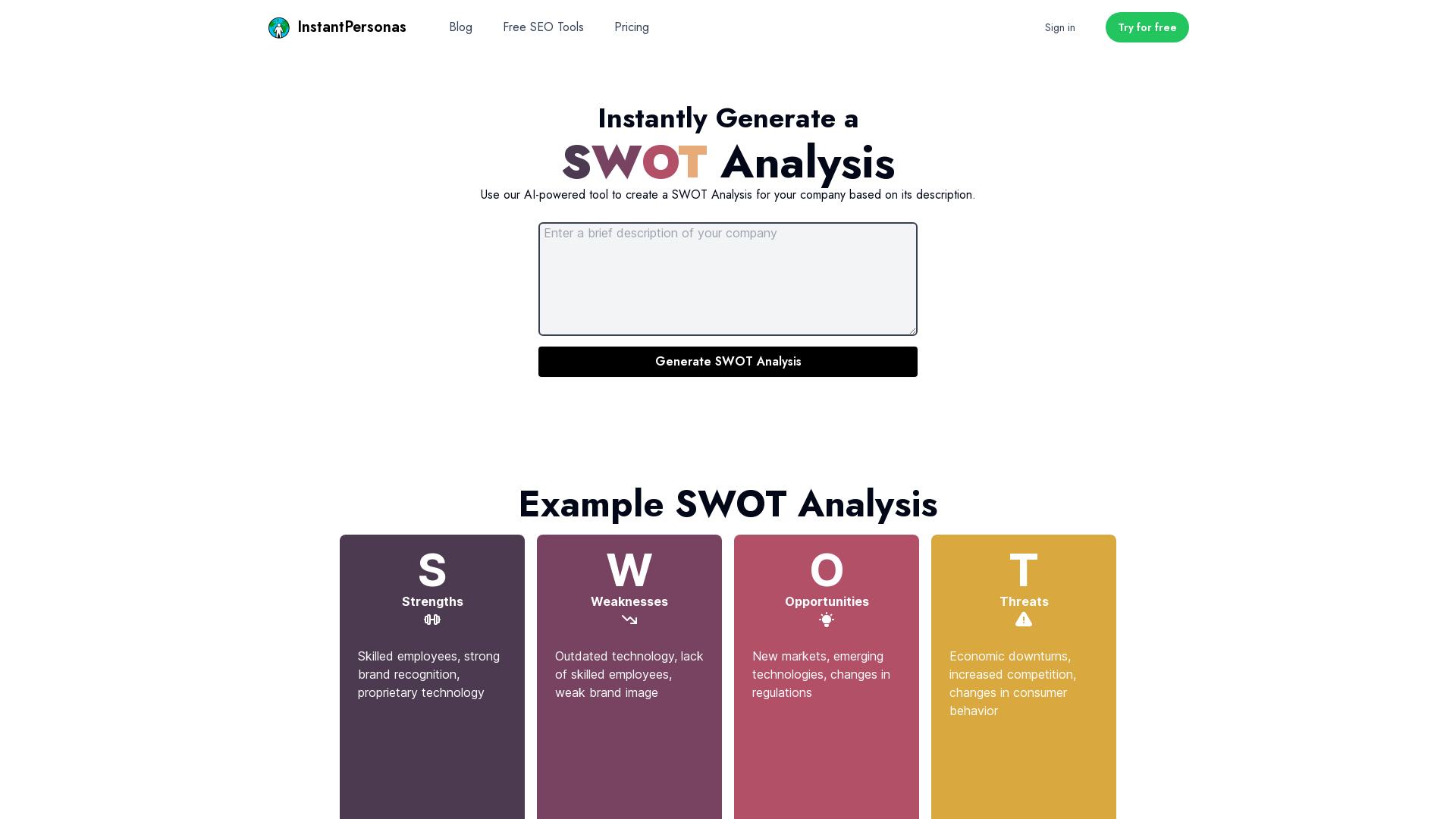 AI SWOT Analysis Generator (Free) | MagicBox.tools