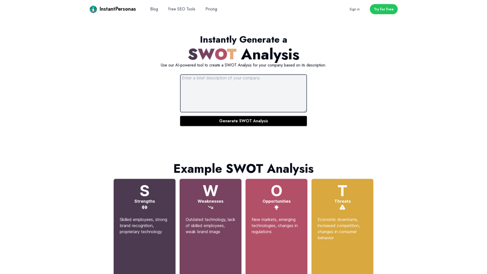 AI SWOT Analysis Generator (Free)