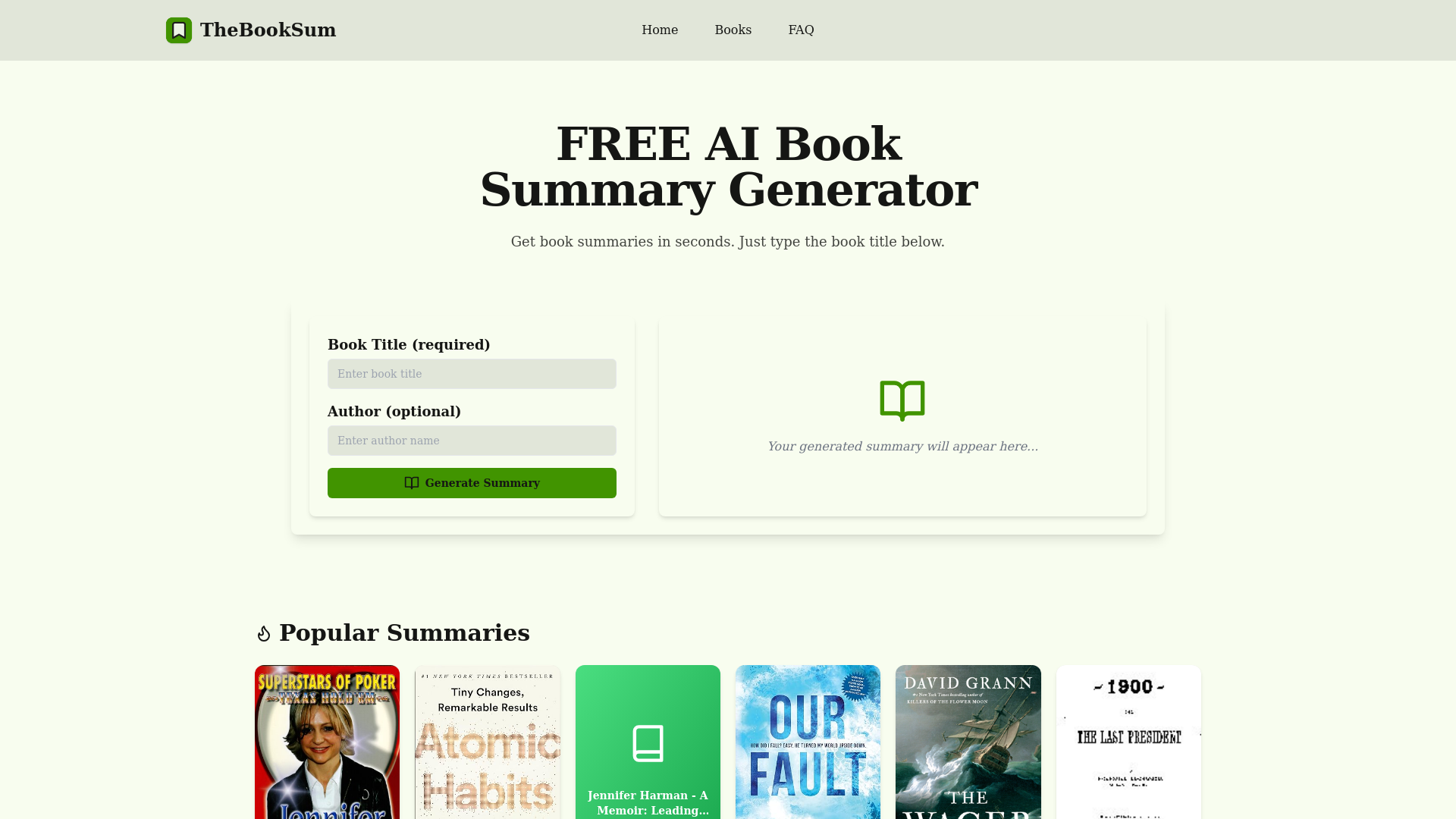 Free AI Book Summary Generator