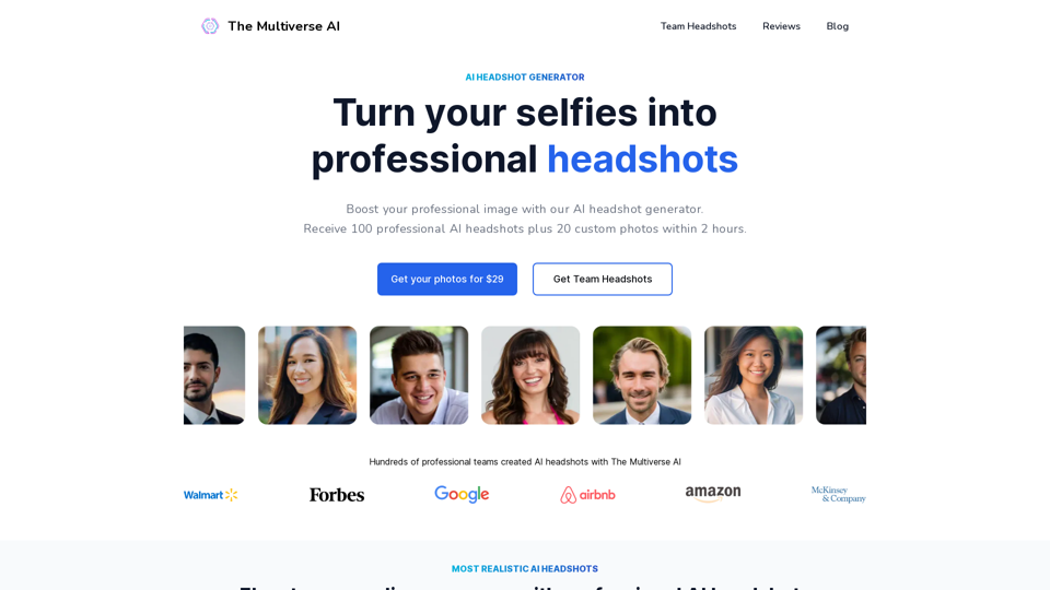 AI Headshot Generator for Professionals - The Multiverse AI