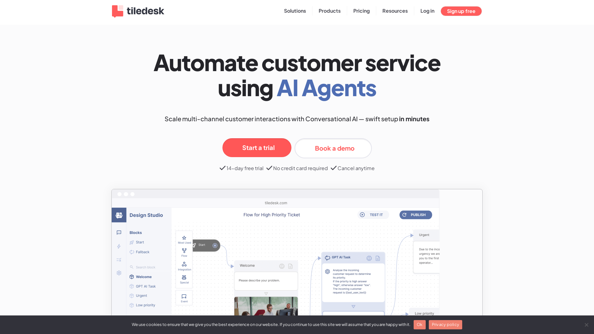 Tiledesk: Automated Customer Service with an AI Agent