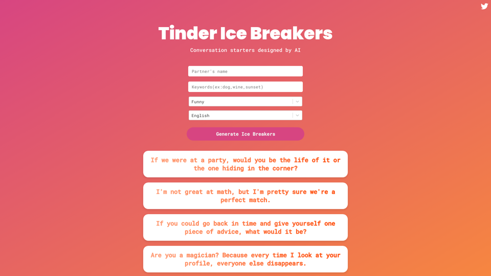 Tinder Ice Breakers AI screenshot