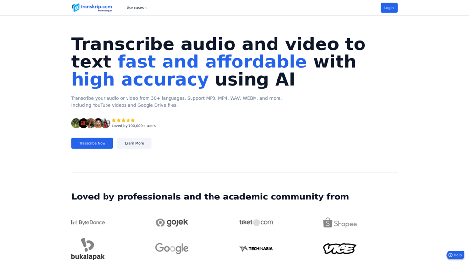 使用AI将音频和视频转录为文本 screenshot