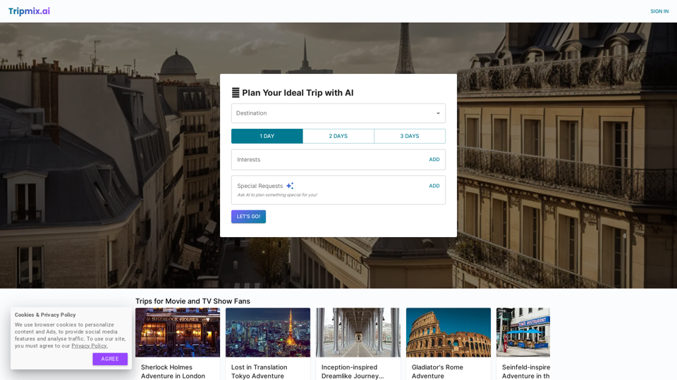 Tripmix.ai screenshot