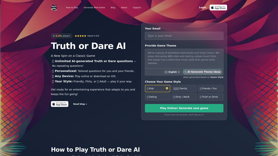 Truth or Dare AI - Endless fun powered by AI