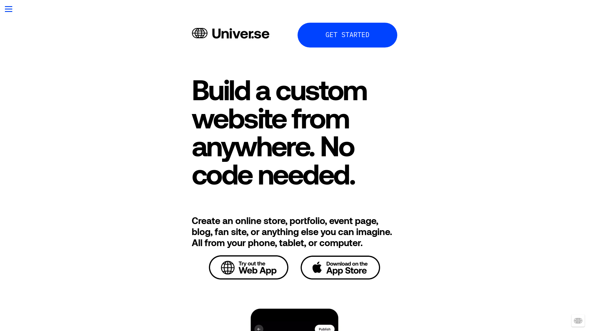 Design sites with no code screenshot