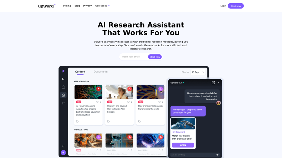 Upword - Your AI Research Assistant for Smarter Knowledge Management