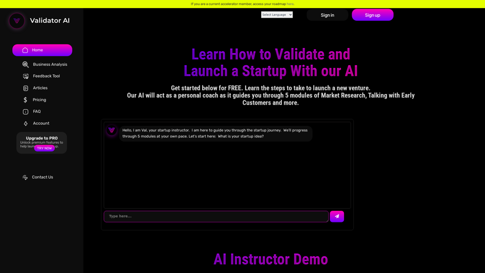 ValidatorAI.com – Instant help and feedback with our startup validator tools for entrepreneurs