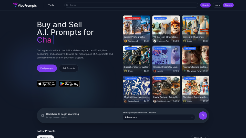 VibePrompts.com screenshot