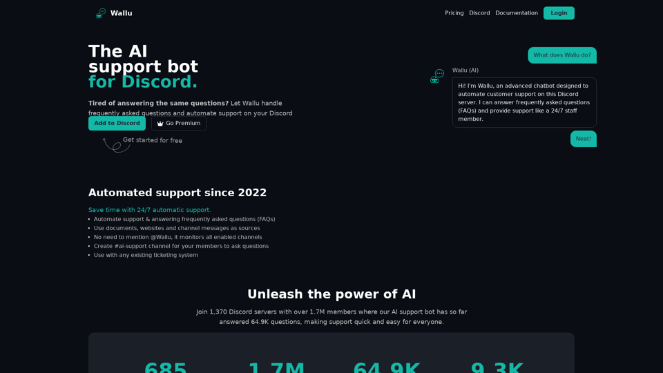 Wallu - Automate Discord support and FAQs