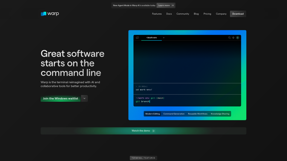 Warp screenshot