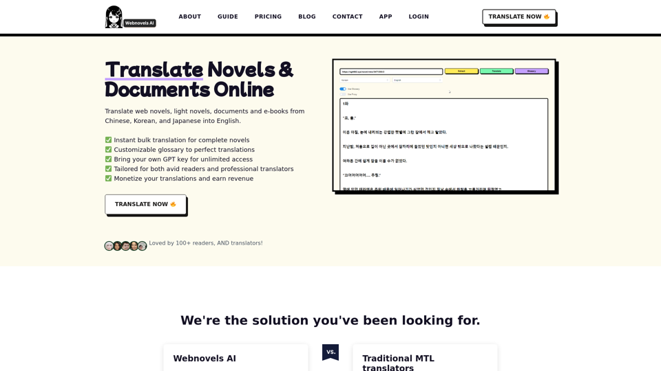 Translate Novels & Documents Online | MTL Tool & Translator